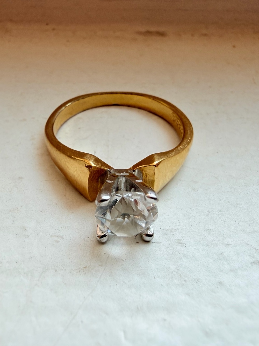 Vintage 18K HGE Gold Plated CZ Cocktail Engagement Fashion Ring
